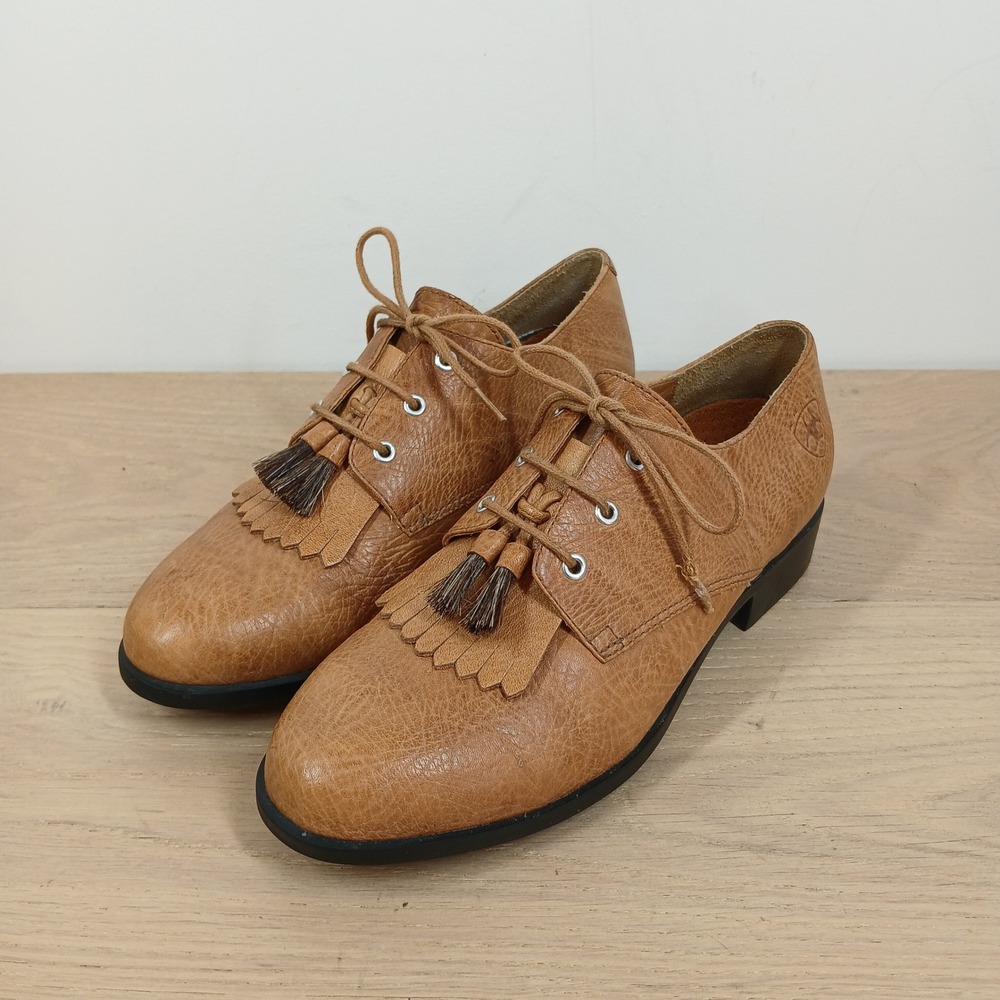 Ariat Oxford Shoes Womens 7 Tan Leather Kiltie Tassel Preppy Equestrian Heritage